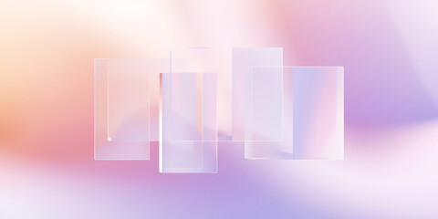 Translucent glass panels in abstract pastel gradient background design
