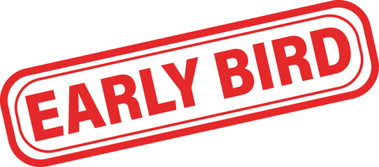 EARLY BIRD red stamp text vector, rubber stamp