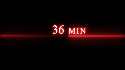 Counting timer 36- minute illustration. Neon countdown timer minutes.