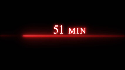 Counting timer 51-minute illustration. Neon countdown timer minutes.