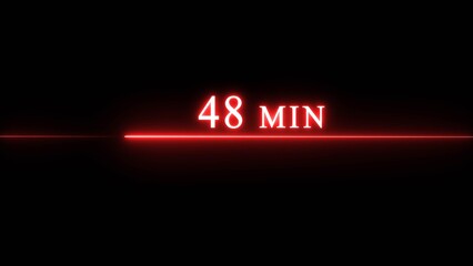 Counting timer minute illustration. Neon countdown timer 48 minutes.