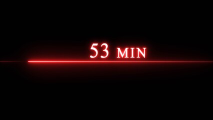 Counting timer minute illustration. Neon countdown timer 53 minutes.