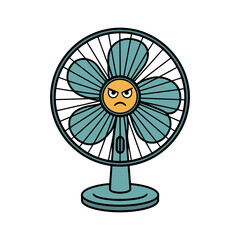Angry Face Electric Fan Cartoon
