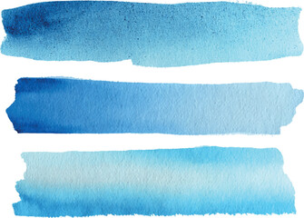 Blue Watercolor Brush Strokes Vector Set