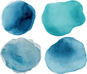 Blue Watercolor Circle Vector Set