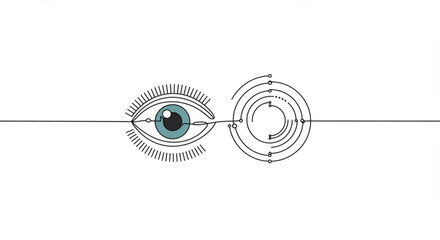 Abstract eye illustration with geometric patterns on white background  