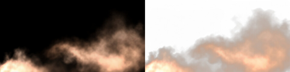Png overlay photo featuring soft, wispy smoke on a black and white background, creating a dramatic visual effect for artistic and design applications with copy space