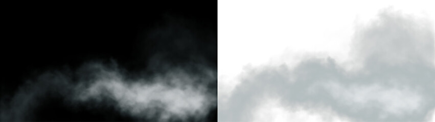 Smoke overlay effect in contrasting black and white backgrounds, creating a mystical atmosphere for artistic projects and enhancing visual storytelling with copy space