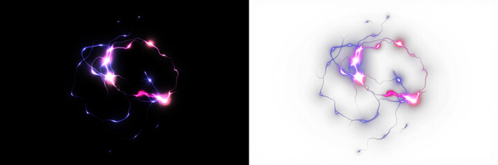 Naklejka premium Abstract glowing energy swirl with vibrant colors on dark background, creating a dynamic visual effect, suitable for modern design and creative projects with copy space