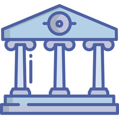 Light Blue Ancient Greek Building With Three Columns And Pediment In A Simple Style On A Transparent Background