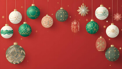 christmas balls on a green background