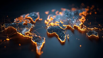A glowing globe with cyber-information lines running through the center of the global economy.