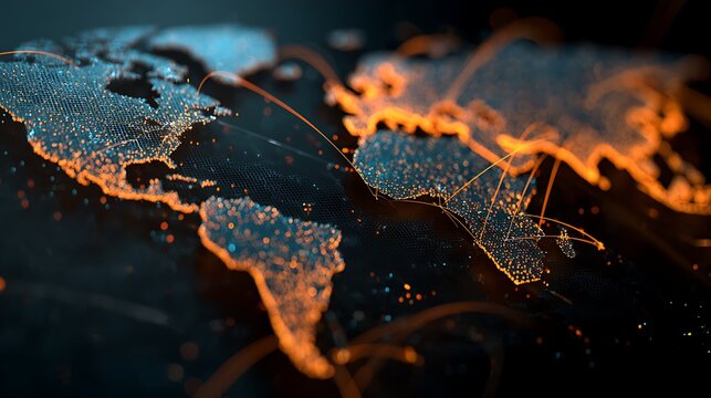 A glowing globe with cyber-information lines running through the center of the global economy. - Powered by Adobe