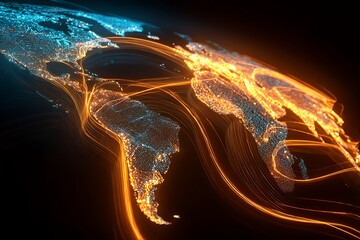 A world map illustration with glowing data lines across continents, representing a continuously functioning digital financial system.