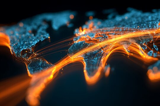 A world map illustration with glowing data lines across continents, representing a continuously functioning digital financial system. - Powered by Adobe