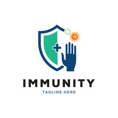 Immunity system logo template. Human immune system vector design. Virus and bacteria illustration

