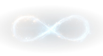 Digital infinity symbol shining brightly across futuristic abstract space with energy and...