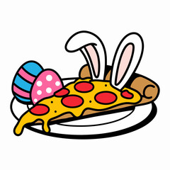 Easter Pizza Slice with Bunny Ears

