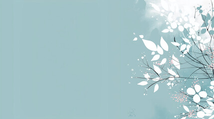 Abstract floral design with light colors on a teal background  