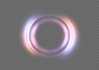 Soft pink and blue glowing round energy ring on a transparent background for portals, game HUD, overlays. Vector