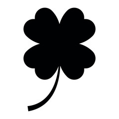 Lucky Four Leaf Clover Icon &ndash; Modern Flat Vector Symbol of Fortune