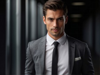 attractive confident young businessman guy model