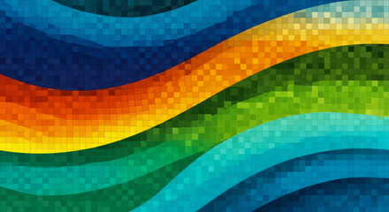Abstract background of colorful mosaic tile wave pattern for concept of modern design, art, or creative wallpaper