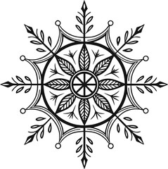 Celestial compass symbol with radial geometric patterns for navigation and mysticism isolated on transparent background