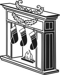 Classic ornate fireplace mantel with detailed carvings and pediments elegant home decor isolated on transparent background