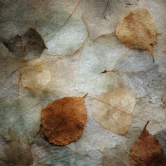 Elegant foliage composition featuring dried birch leaves in organic patterns and textured surfaces  autumnal atmosphere