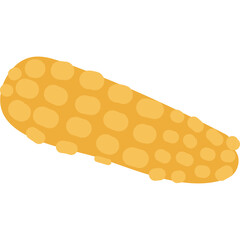 Yellow Corn Cob with Yellow Kernels on Transparent Background Simple Flat Illustration