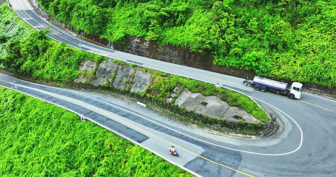 Aerial view of Hai Van Pass, is an approximately long mountain pass on National Route 1A in Vietnam.