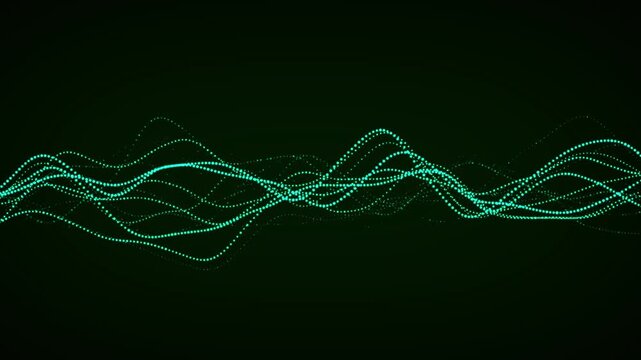Flow of virtual wave visualise DNA structure. Digital molecular movement. Cyber Technology effect on medicine. 3D motion animation in 4K resolution.