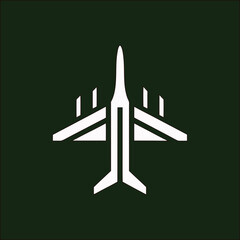 Aeroplane fighter jet black background icon, perfect for aerospace branding, aviation posters, and digital art.