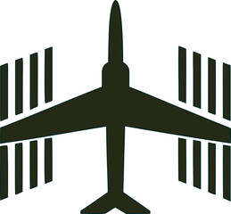 Aeroplane jet vector icon for aviation themes, transport designs, and infographic elements.