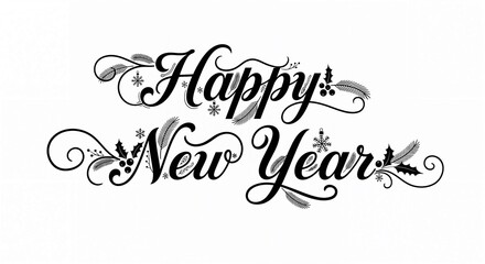 Happy New Year Typography Font Logos