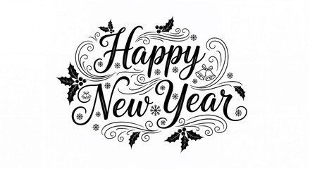 Happy New Year Typography Font Logos