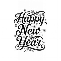 Happy New Year Typography Font Logos