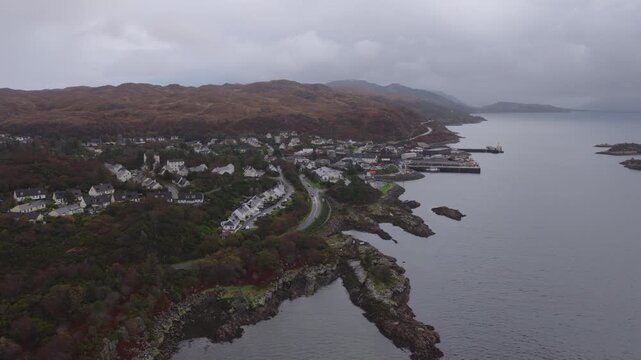 Aerial view of Kyle of Lochalsh, village in the Scottish Highlands