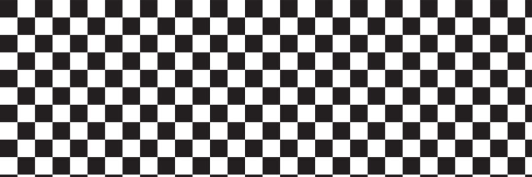 Black and white checker pattern vector illustration. Abstract checkered chessboard or checkerboard for game, grid with geometric square shape, race or rally flag and mosaic floor til