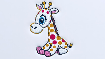 Naklejka premium Cute embroidered giraffe character