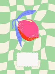 Cute Pink Lemon Fruit Pattern Retro Groovy Cover Design, A4 Pastel Background, Colorful Summer Pattern for Notebook, Journal or Stationery