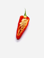 Red hot natural chili pepper . Fresh red peppers image stock photo on white background. 