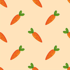 Seamless pattern with carrot, vector illustration of vegetable, healthy vegan food wallpaper