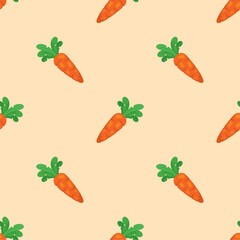 Seamless pattern with carrot, vector illustration of vegetable, healthy vegan food wallpaper