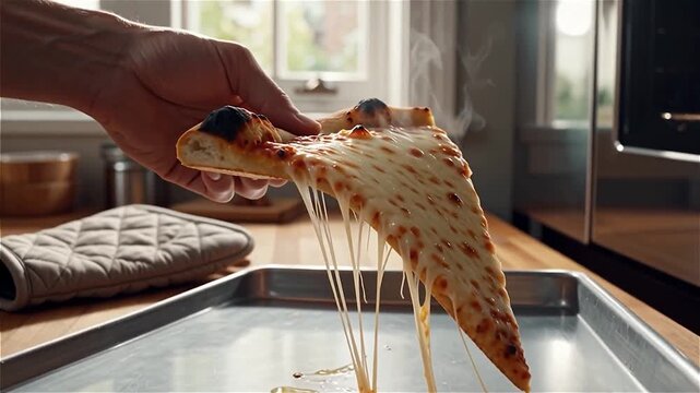 Tranche de pizza chaude avec fromage filant