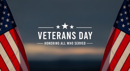 veterans day, Patriotic American flags flank a solemn Veterans Day tribute, honoring the bravery and sacrifice of all who served, the image evokes a sense of gratitude, respect, and remembrance.
