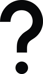 A simple black question mark icon on a plain white background