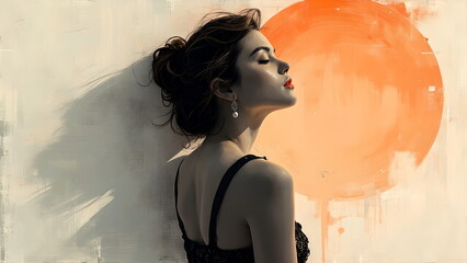 portrait of a beautiful young girl in a T-shirt in the sunlight