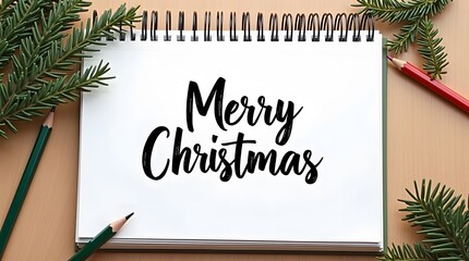 greeting card featuring Merry Christmas message and festive greenery